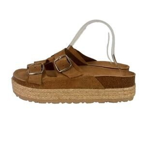 Yokono Sandals Women's Size Wedge 9.5 Platform Espadrille Buckle Leather Thick